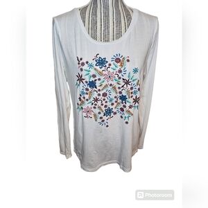 Loft women's white embroidered long sleeves top size L